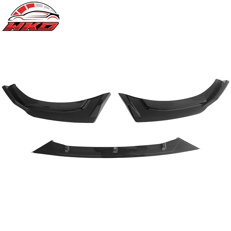 Fits 21-23 Ford Mustang Mach-E GT 3PCS Front Bumper Lip Spoiler PP Gloss Black