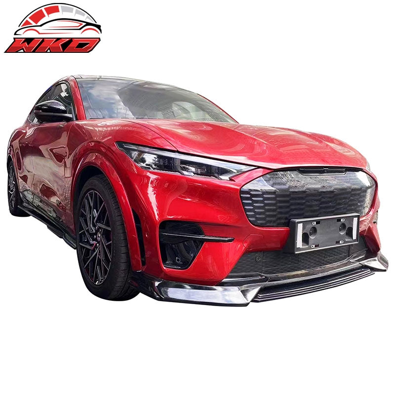 Fits 21-23 Ford Mustang Mach-E Gloss Black Front Bumper Lip Spoiler Splitter 3PC