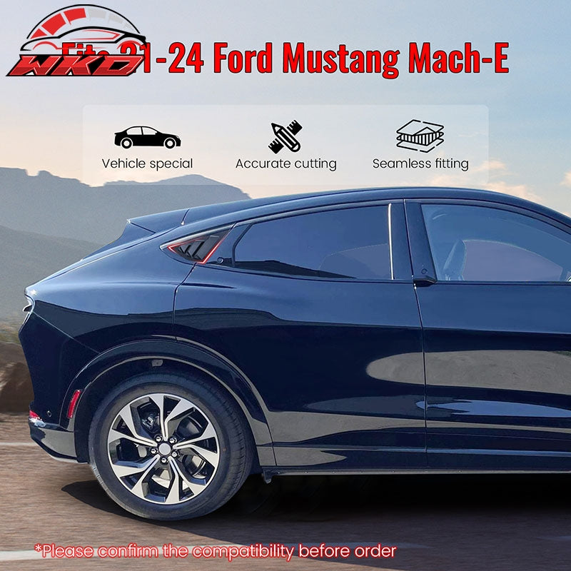 Fits 21-24 Ford Mustang Mach-E 2PC Side Window Louver 3 Vents Cover Unpainted PC