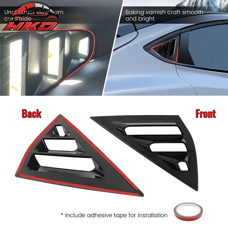 Fits 21-24 Ford Mustang Mach-E 2PC Side Window Louver 3 Vents Cover Unpainted PC