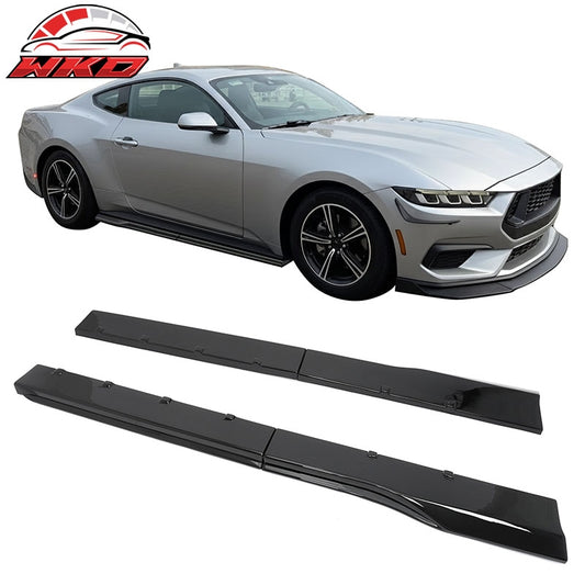 Wholesale For 24-26 Ford Mustang R Style 2PCS Side Skirts Add On Splitters Gloss Black ABS - Wikond Auto