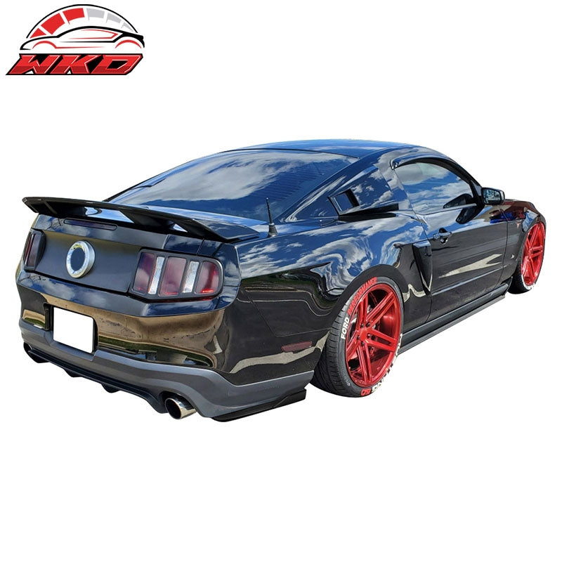 Fits 10-14 Ford Mustang LS Style 2PCS Rear Bumper Lip Aprons Spat PP Matte Black