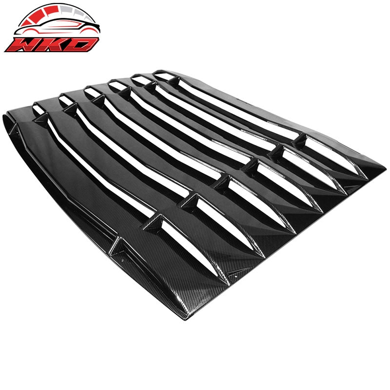 Fits 05-14 Ford Mustang Carbon Fiber Print Rear Window Louvers Vent IKON Style