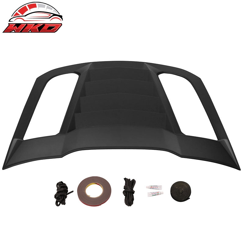 Fits 15-24 Ford Mustang Coupe IKON V2 Rear Window Louver Cover ABS Matte Black