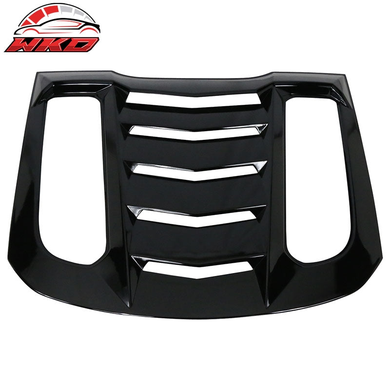 Fits 15-24 Ford Mustang IKON V2 Style Rear Window Louver Sun Shade Gloss Black