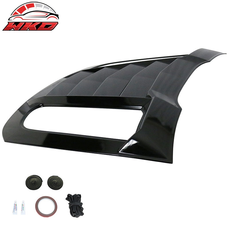 Fits 15-24 Ford Mustang IKON V2 Style Rear Window Louver Sun Shade Gloss Black