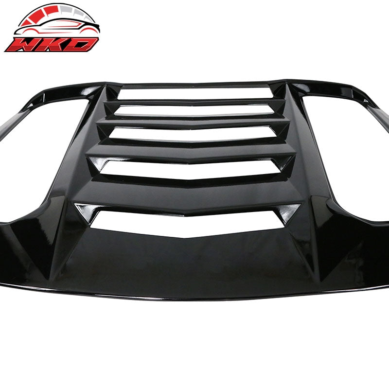 Fits 15-24 Ford Mustang IKON V2 Style Rear Window Louver Sun Shade Gloss Black