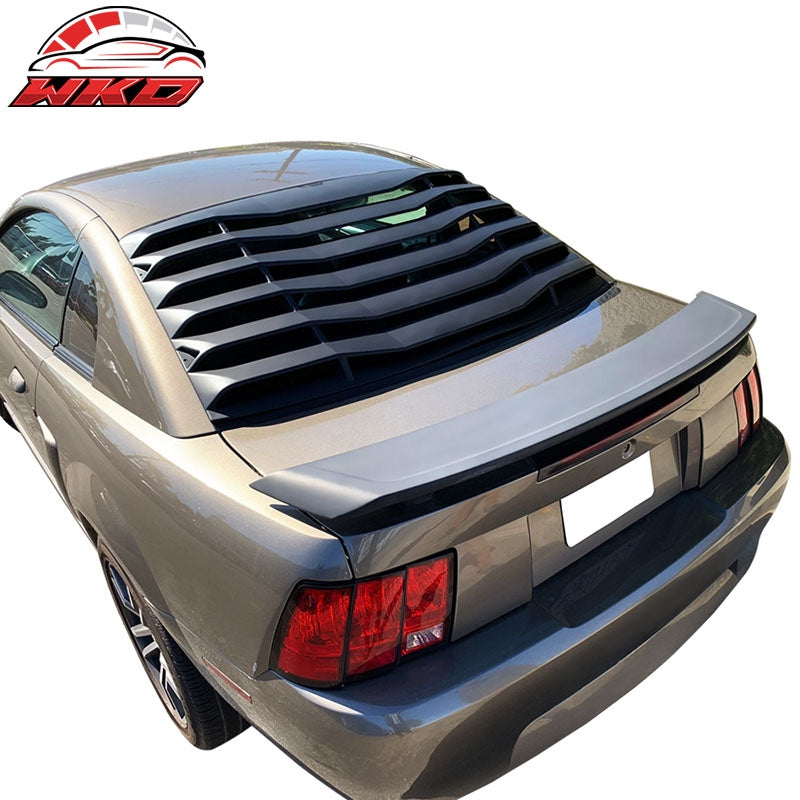 Fits 99-04 Ford Mustang IKON Style Gloss Black Rear Window Louver Shade Cover