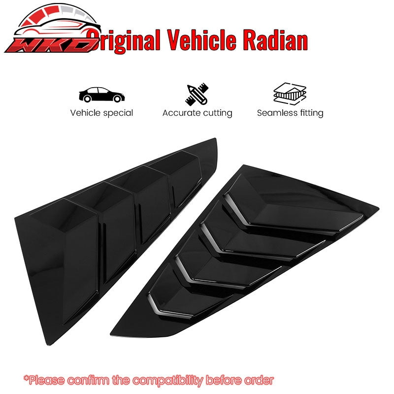 Fits 24-26 Ford Mustang S650 Coupe Side Window Louvers Scoop Vent Gloss Black