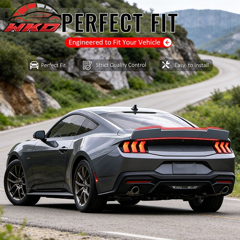 For 24-26 Ford Mustang SK Style Duckbill Trunk Spoiler Carbon Fiber Print ABS