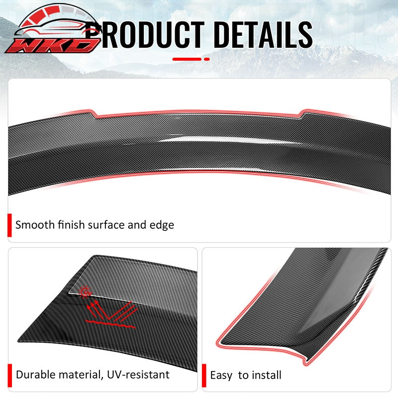 For 24-26 Ford Mustang SK Style Duckbill Trunk Spoiler Carbon Fiber Print ABS