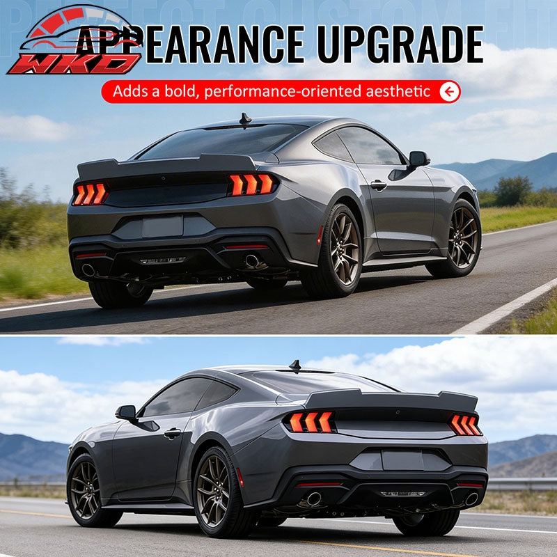 For 24-26 Ford Mustang SK Style Duckbill Trunk Spoiler Carbon Fiber Print ABS