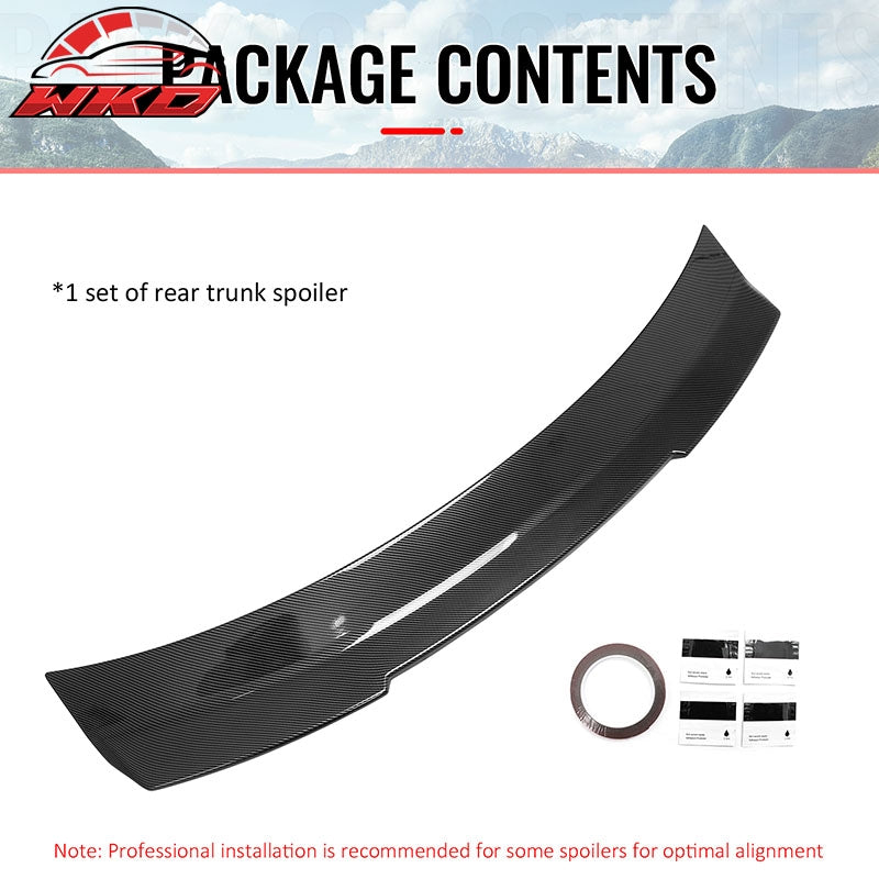 For 24-26 Ford Mustang SK Style Duckbill Trunk Spoiler Carbon Fiber Print ABS