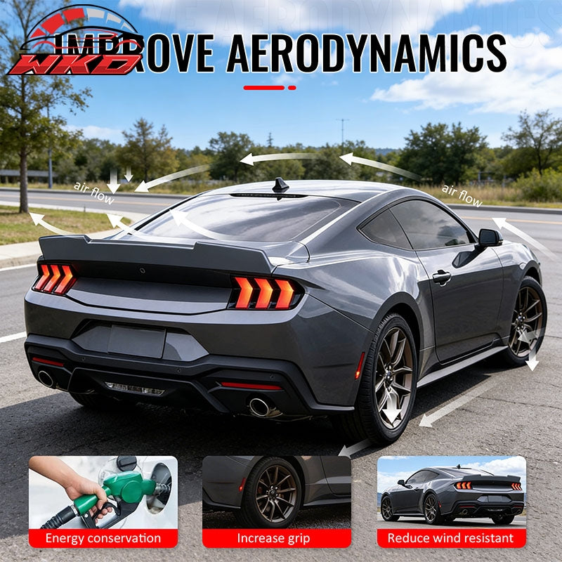 For 24-26 Ford Mustang SK Style Duckbill Trunk Spoiler Matte Black Rear Wing ABS