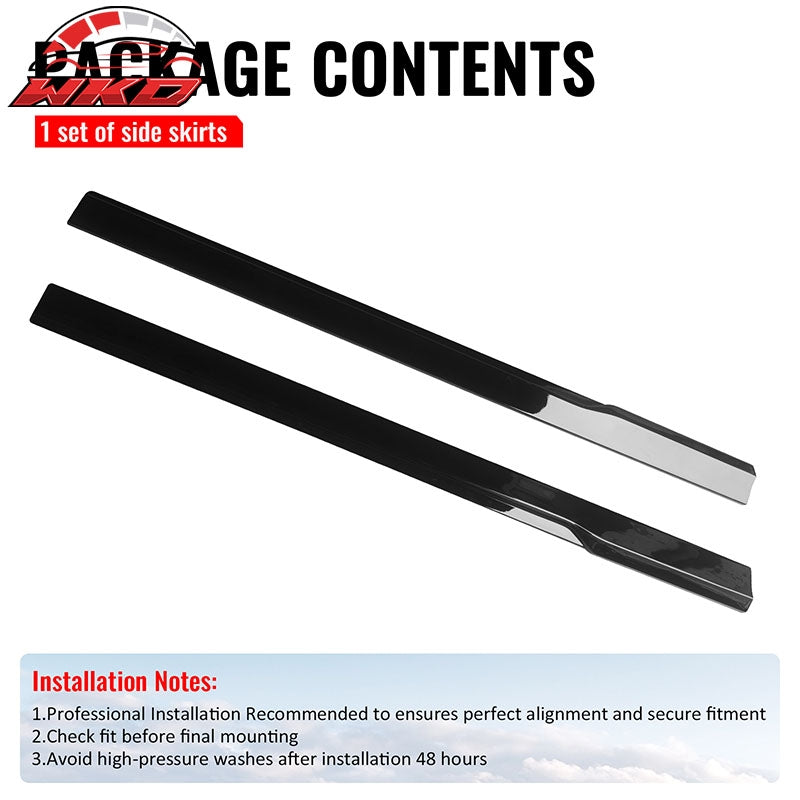 Fits 24-26 Ford Mustang IKON Style Gloss Black Side Skirts Diffuser Add on