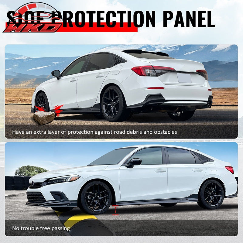 Fits 24-26 Ford Mustang IKON Style Gloss Black Side Skirts Diffuser Add on