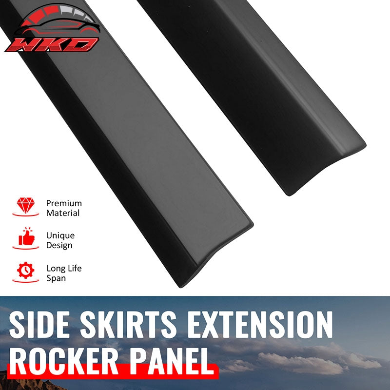 Fits 24-26 Ford Mustang IKON Style Matte Black Side Skirts Extension Lip Add on