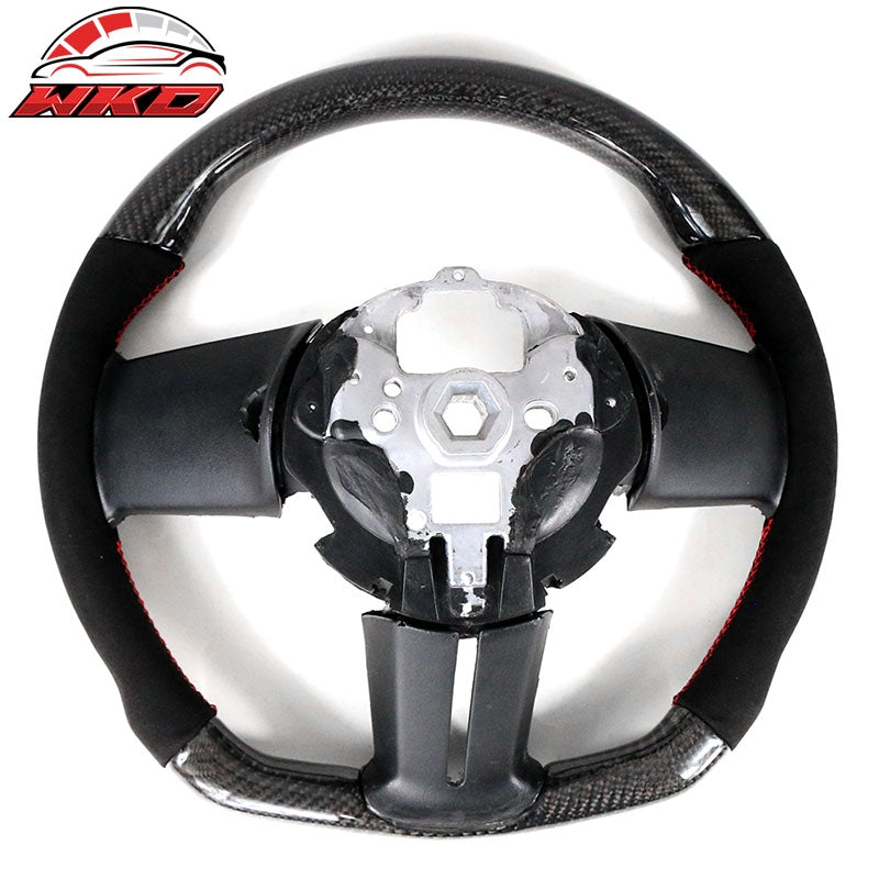 Fits 10-14 Ford Mustang Steering Wheel W/Red Stitching Alcantara Carbon Fiber CF