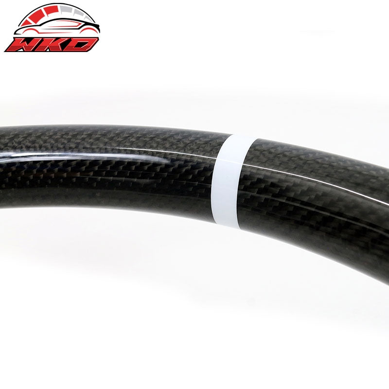 Fit 10-14 Ford Mustang Steering Wheel Carbon Fiber Alcantara White Stitch & Ring