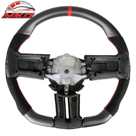 Wholesale  10-14 Ford Mustang Steering Wheel Matte Carbon Fiber Alcantara Red Ring