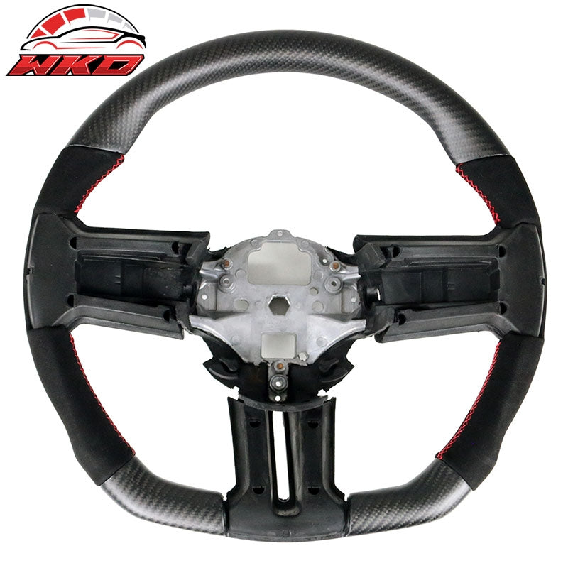 Wholesale 10-14 Mustang Steering Wheel Red Stitch Matte Carbon Fiber