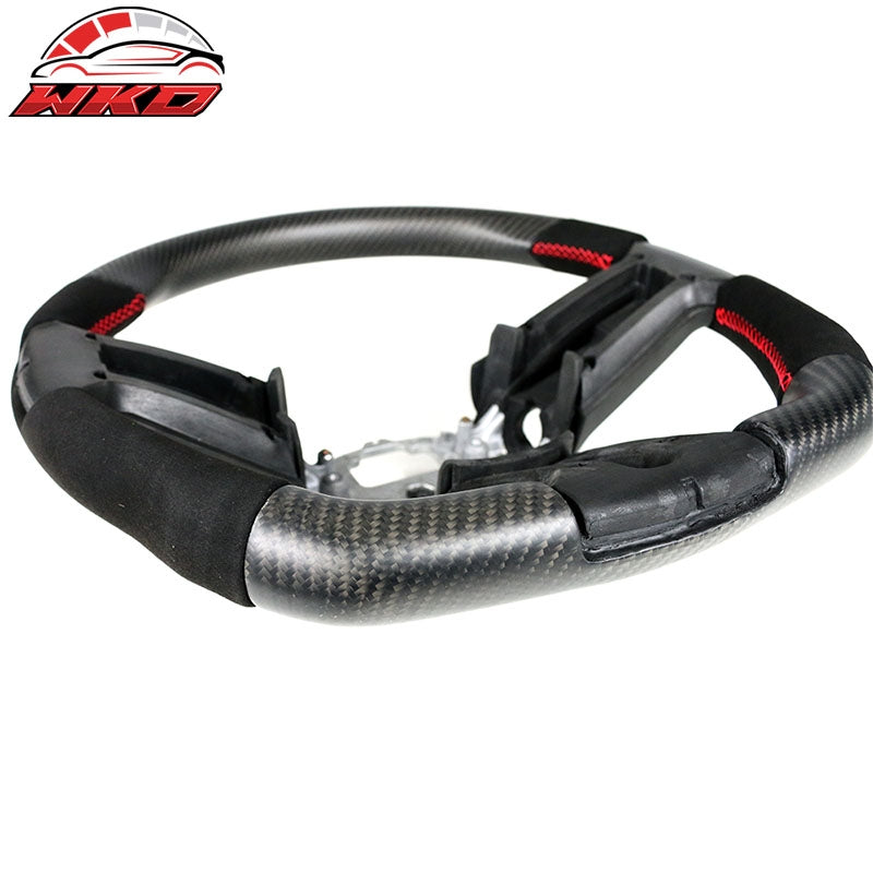 Fits 10-14 Mustang Steering Wheel Red Stitch Matte Carbon Fiber
