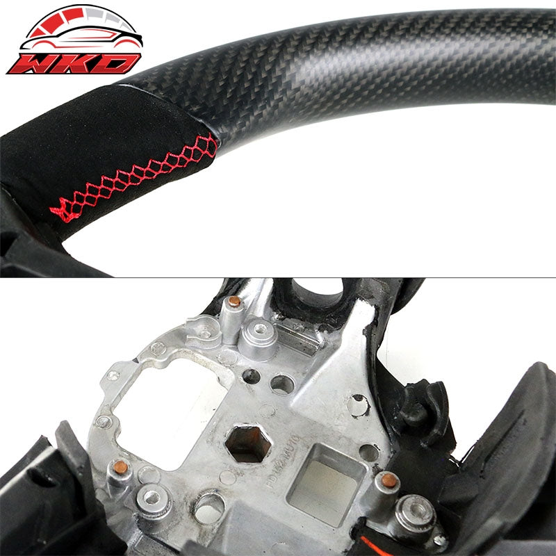 Fits 10-14 Mustang Steering Wheel Red Stitch Matte Carbon Fiber