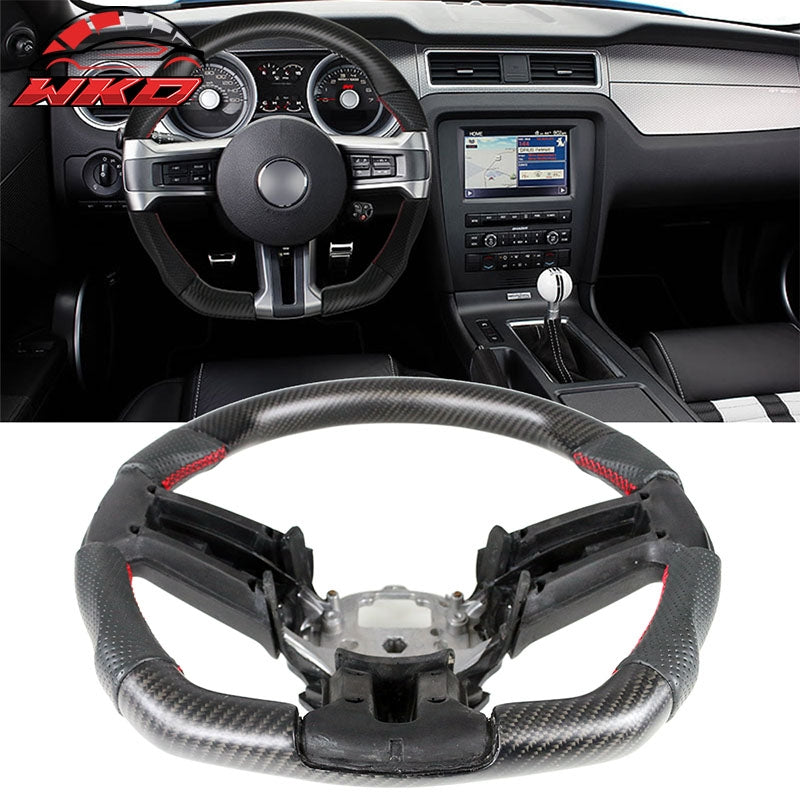 Fits 10-14 Ford Mustang Steering Wheel Matte Carbon Fiber Leather