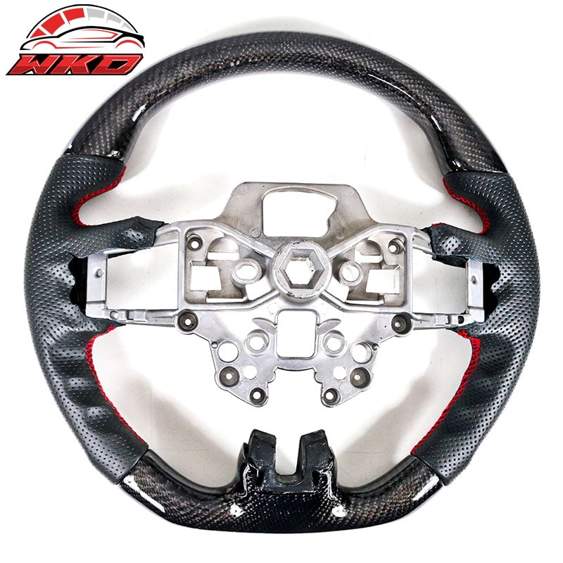 Wholesale 18-23 Ford Mustang Carbon Fiber & Leather Steering Wheel W/Red Stitching