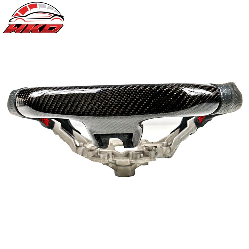 Fits 18-23 Ford Mustang Carbon Fiber & Leather Steering Wheel W/Red Stitching