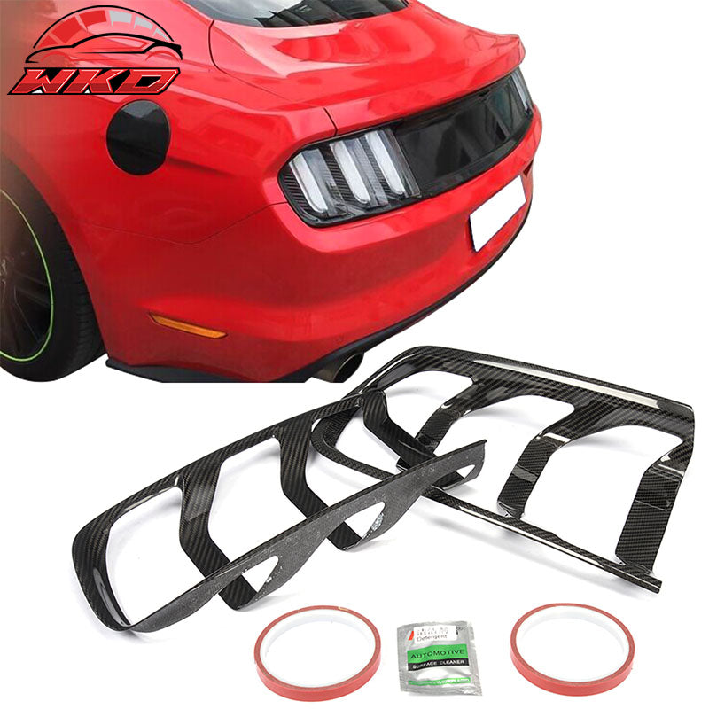 Fits 15-17 Ford Mustang S550 Tail Light Cover Overlay Trim - Matte Carbon Fiber
