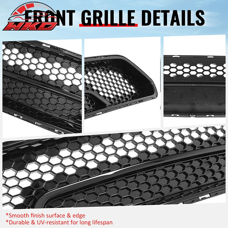 Fits 18-23 Ford Mustang Upper Grille Shelby Super Snake Style Gloss Black Guard