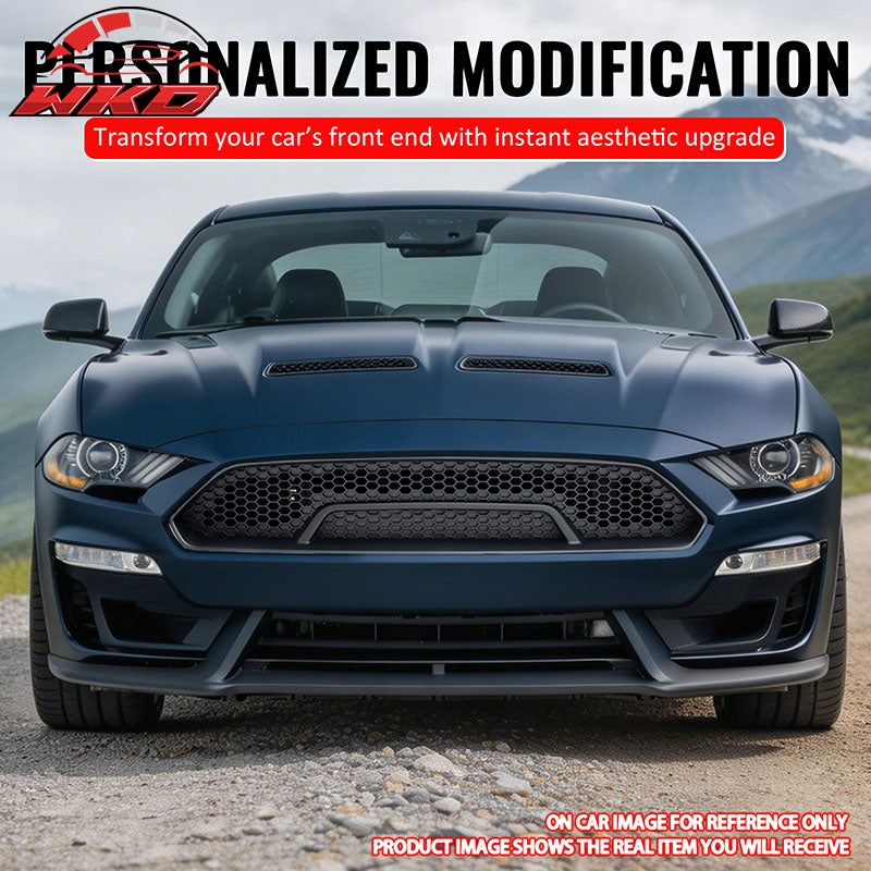Fits 18-23 Ford Mustang Upper Grille Shelby Super Snake Style Gloss Black Guard