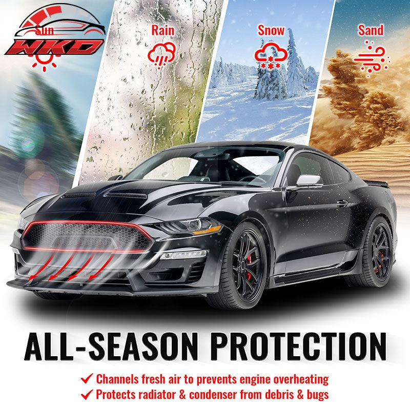 Fits 18-23 Ford Mustang Upper Grille Shelby Super Snake Style Gloss Black Guard