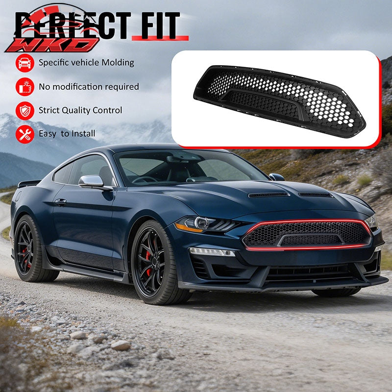 Fits 18-23 Ford Mustang Upper Grille Shelby Super Snake Style Matte Black Guard
