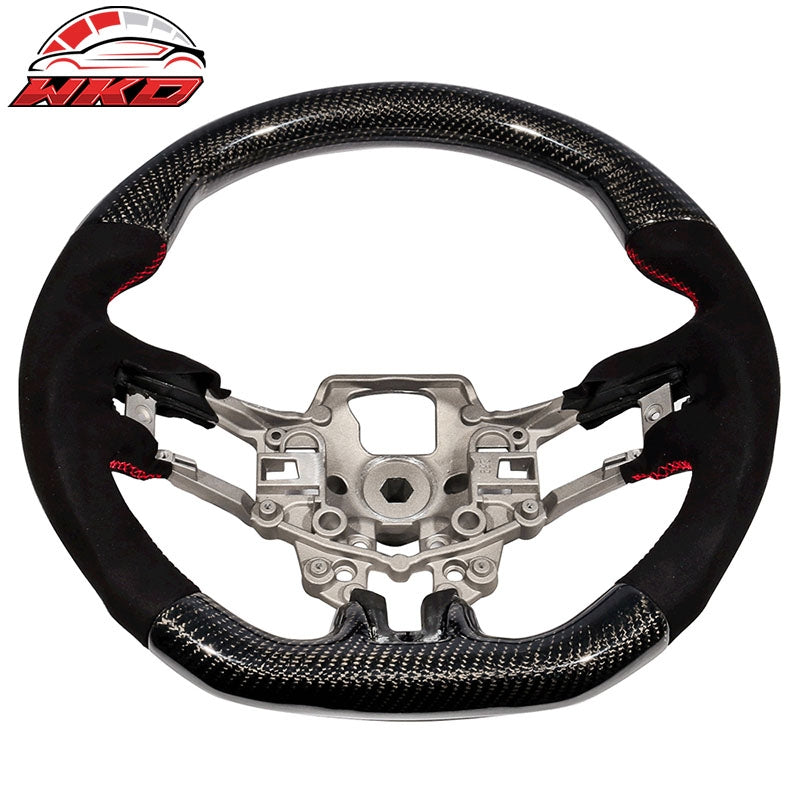 Wholesale 15-17 Mustang V1 Steering Wheel Carbon Fiber with Alcantara Red Stitching