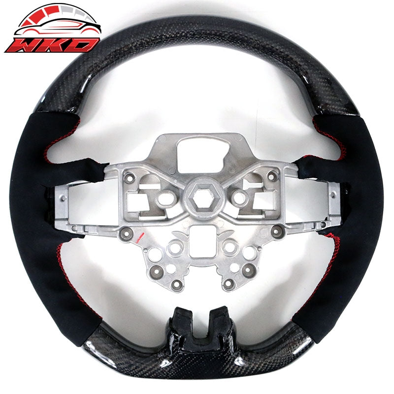 Wholesale 18-23 Ford Mustang Carbon Fiber & Alcantara Steering Wheel w/ Red Stitching CF w Red Stitching Carbon Fiber & Synthetic Suede - Wikond Auto