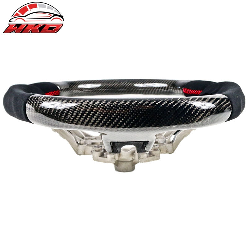 Wholesale 18-23 Ford Mustang Carbon Fiber & Alcantara Steering Wheel w/ Red Stitching - Wikond Auto