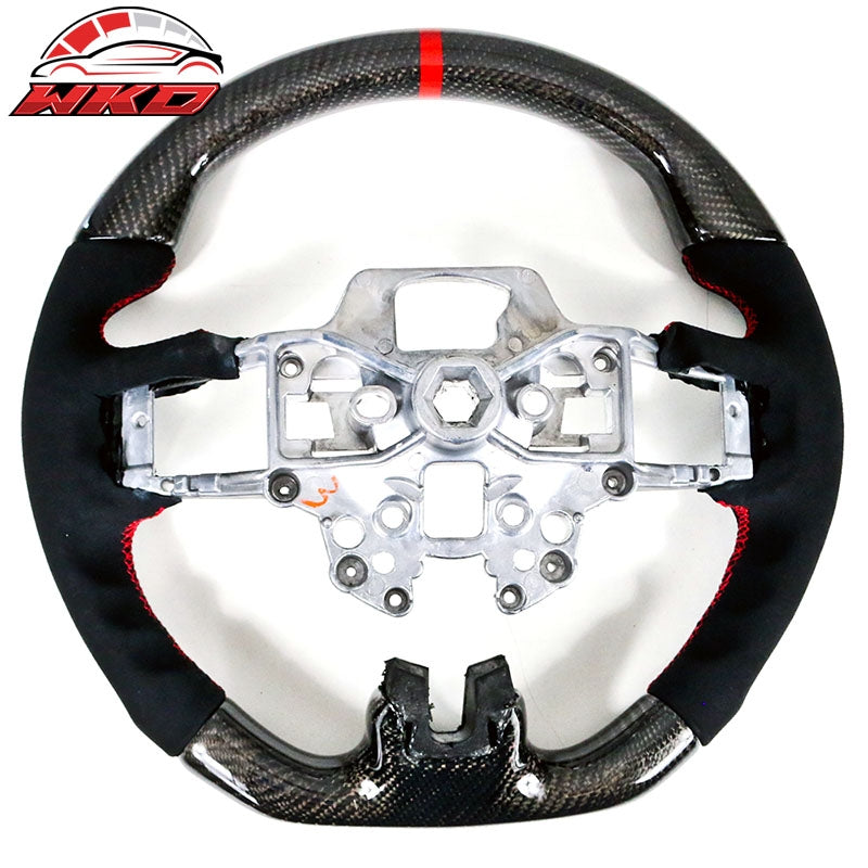 Wholesale 18-23 Ford Mustang V3 Style Carbon Fiber Steering Wheel Red Stitching Ring