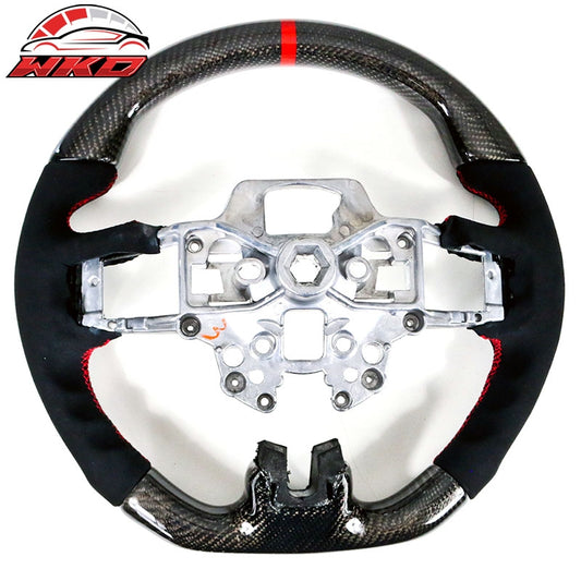 Wholesale 18-23 Ford Mustang V3 Style Carbon Fiber Steering Wheel Red Stitching Ring
