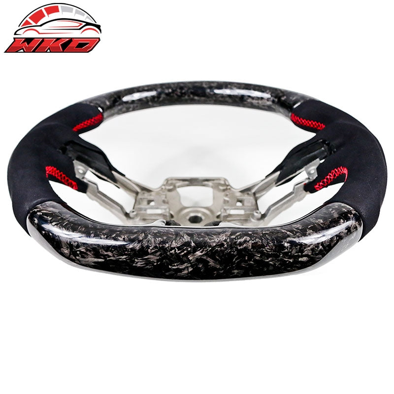 Fits 18-23 Ford Mustang Steering Wheel W/Red Stitching Forged Carbon Fiber