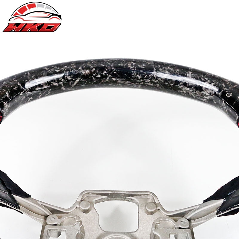 Fits 18-23 Ford Mustang Steering Wheel W/Red Stitching Forged Carbon Fiber