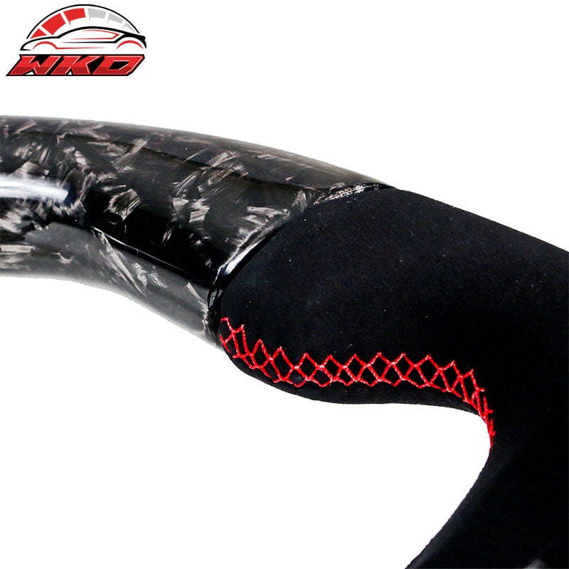 Fits 18-23 Ford Mustang Steering Wheel W/Red Stitching Forged Carbon Fiber