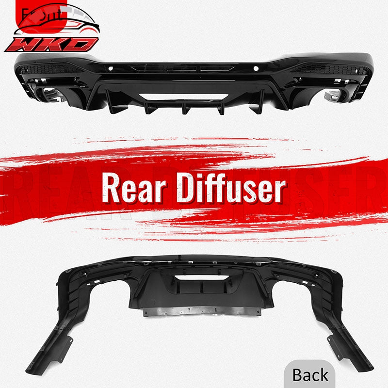 Wholesale 24-26 Ford Mustang V6/GT Rear Bumper Diffuser Rock Style Gloss Black Lip - Wikond Auto