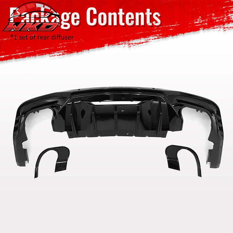 Wholesale 24-26 Ford Mustang V6/GT Rear Bumper Diffuser Rock Style Gloss Black Lip - Wikond Auto