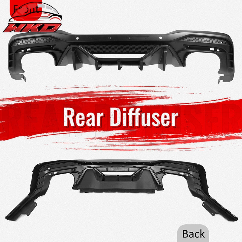 Fits 24-26 Ford Mustang V6/GT Rear Bumper Diffuser Speed Style Matte Black Lip