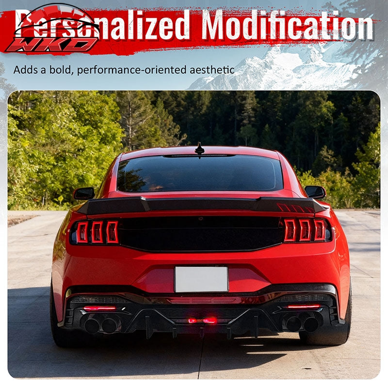 Fits 24-26 Ford Mustang V6/GT Rear Bumper Diffuser Speed Style Matte Black Lip