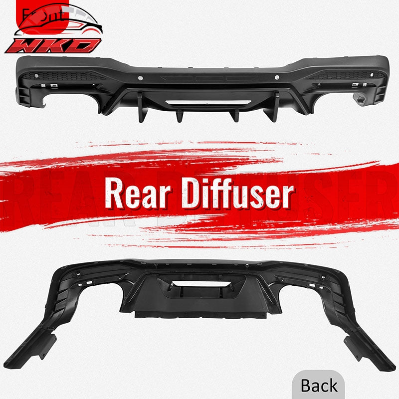Fits 24-26 Ford Mustang V6/GT Rear Bumper Diffuser Competition Style Matte Black