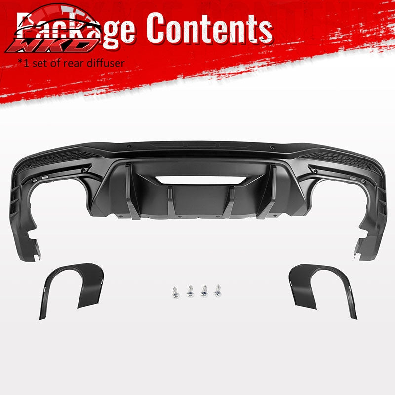 Fits 24-26 Ford Mustang V6/GT Rear Bumper Diffuser Competition Style Matte Black
