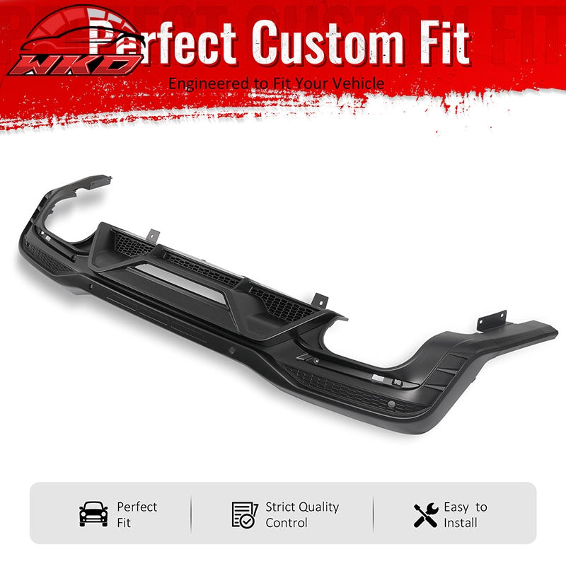 Fits 24-26 Ford Mustang V6/GT Rear Bumper Diffuser Dark Horse Style Matte Black